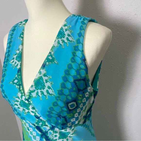 Vintage Y2K Dressbarn Asymmetrical Colorful Flowy Fairycore Midi Dress Size 10 - Picture 7 of 16